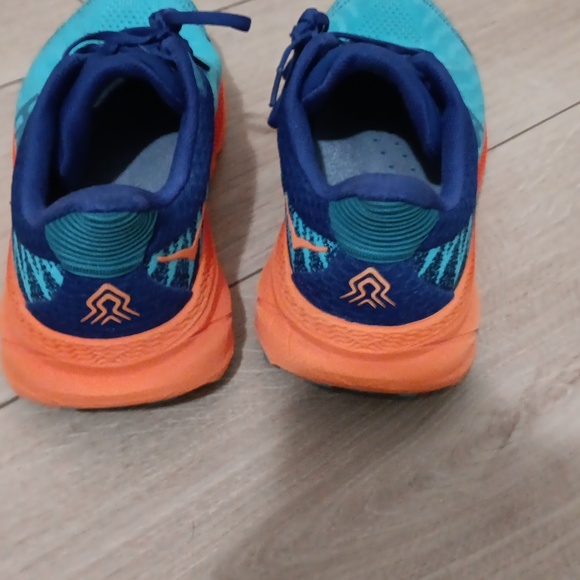 Hoka Us 12 Wide Mens Vibrant Blue and Orange Sneakers - Picture 4 of 9